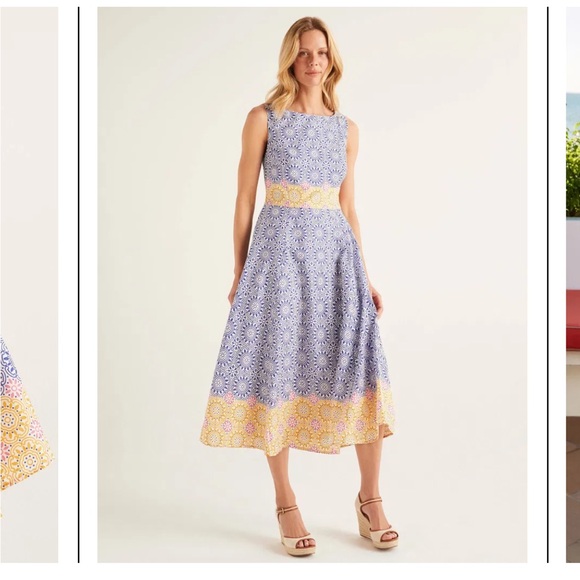 Boden Deborah midi dress Renaissance Blue Size 8L - Picture 4 of 10